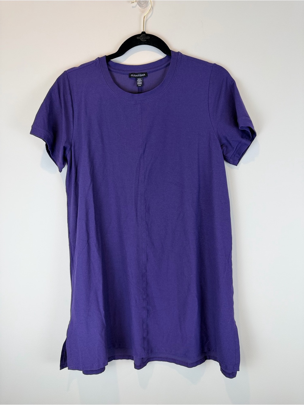 Eileen Fisher Deep Purple Short-Sleeve Shift Dress Size Medium